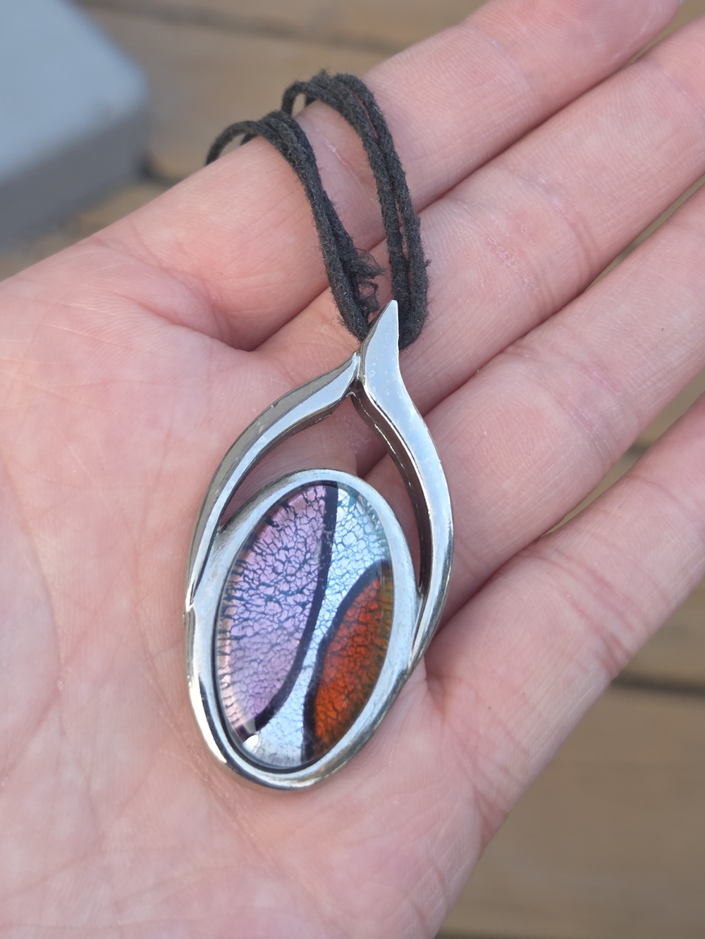 Silver-Tone Multicolor Glass Pendant Necklace - Women Jewelry